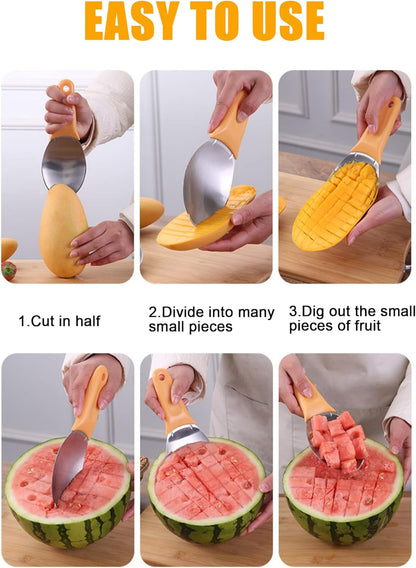 Mango Kiwi Slicer Cutter Peeler Corer Tool | Slicer,Mango and Kiwi Splitter Divider Cuber Corer Remover,Watermelon Cutter Tool,Kitchen Tools for Making Fruit Salad
