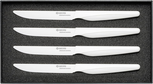 4-piece Ceramic Steak Knife Set, 4.5" White