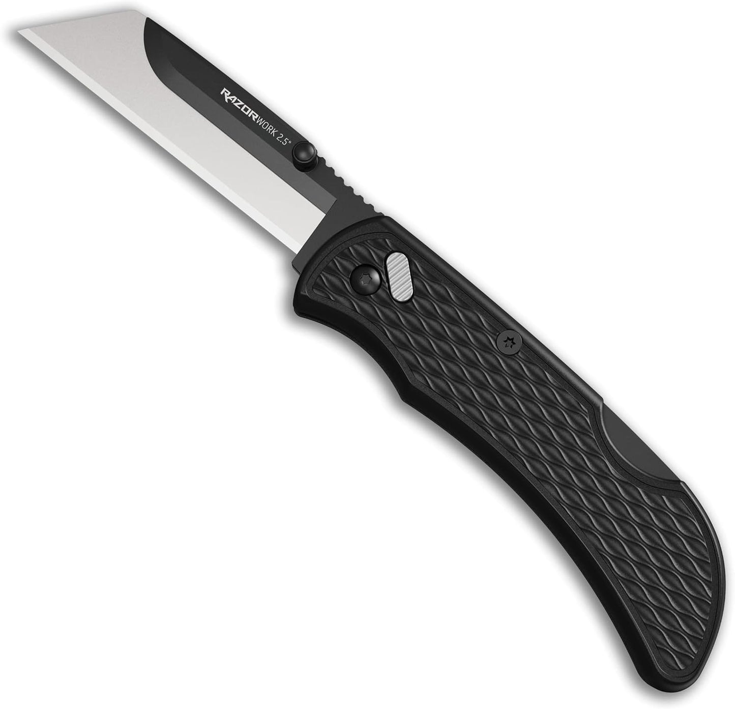 2.5" RAZOR-WORK - RazorSafe Replaceable Blade Folding Utility Knife (Black, 2 Blades)