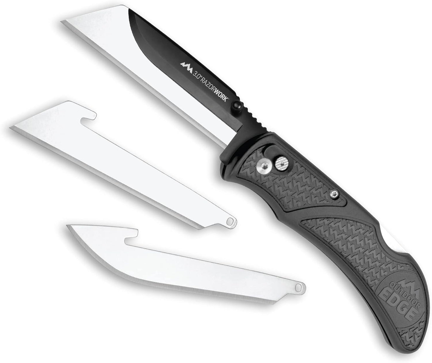 2.5" RAZOR-WORK - RazorSafe Replaceable Blade Folding Utility Knife (Black, 2 Blades)