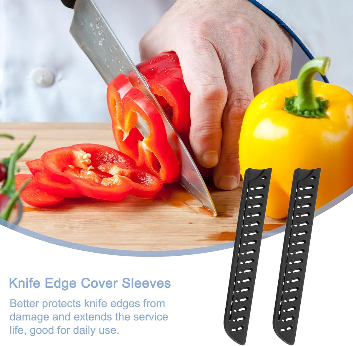 5Pcs Knife Cover Sleeves Blade Edge Guards for 8" Bread Knife Blade Edge Protector Cover Universal Knife Sheath for Kitchen, Black