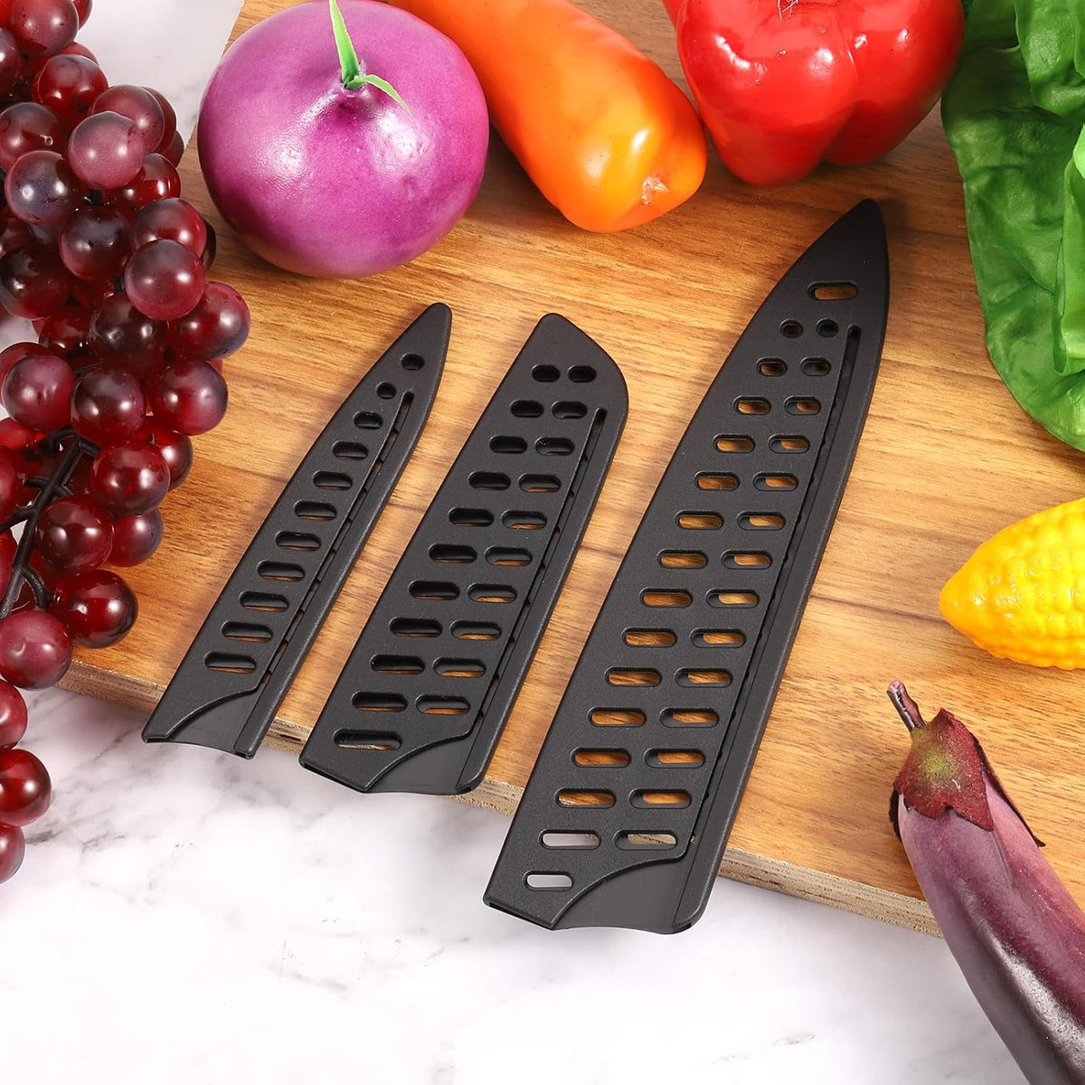 5Pcs Knife Cover Sleeves Blade Edge Guards for 8" Bread Knife Blade Edge Protector Cover Universal Knife Sheath for Kitchen, Black