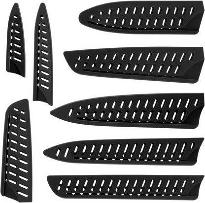 8 Pcs knife sleeve, Universal Knife Guards Set, PP Plastic Blade Safety Sheath for Paring Utility Bread Nakiri Chef Knives, Blade Protector Covers, Black