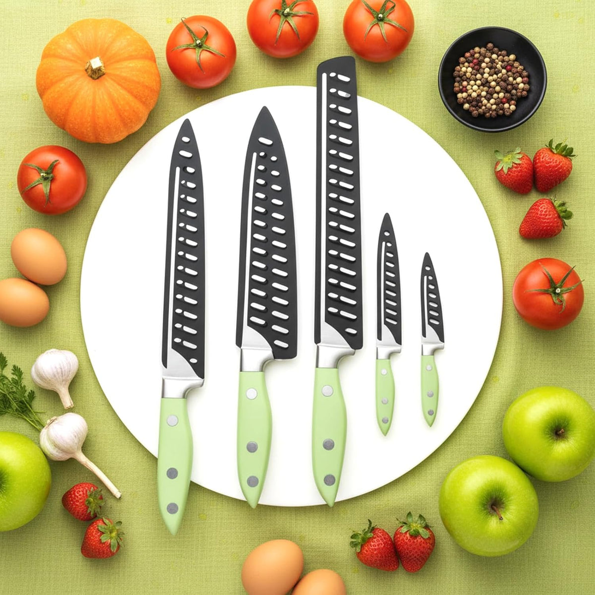 8 Pcs knife sleeve, Universal Knife Guards Set, PP Plastic Blade Safety Sheath for Paring Utility Bread Nakiri Chef Knives, Blade Protector Covers, Black