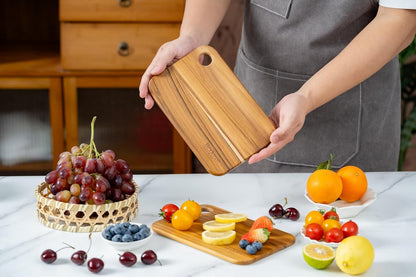 2 Pcs Small Teak Wood Cutting Board for Kitchen– Mini Lightweight Wooden Cutting Board- BPA Free