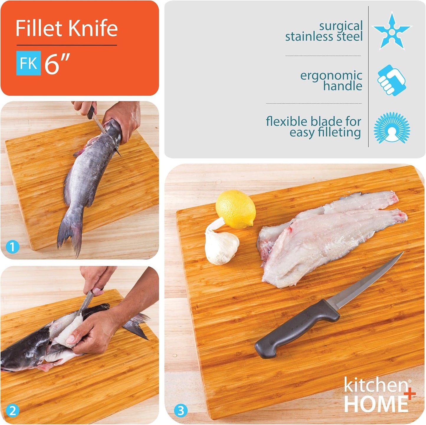 Fillet Knife – Flexible 7” Ultra Sharp Surgical Stainless Steel Curved Boning Knife