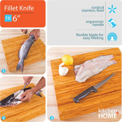 Fillet Knife – Flexible 7” Ultra Sharp Surgical Stainless Steel Curved Boning Knife