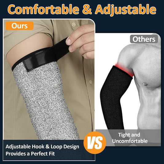 Cut Resistant Sleeves, Protective Arm Sleeves, Gardening Sleeves | Farmers Defense Sleeves, Arm Protectors for Thin Skin with Thumb Hole for Gardening, Welding, Farming, Pet Grooming (Grey)