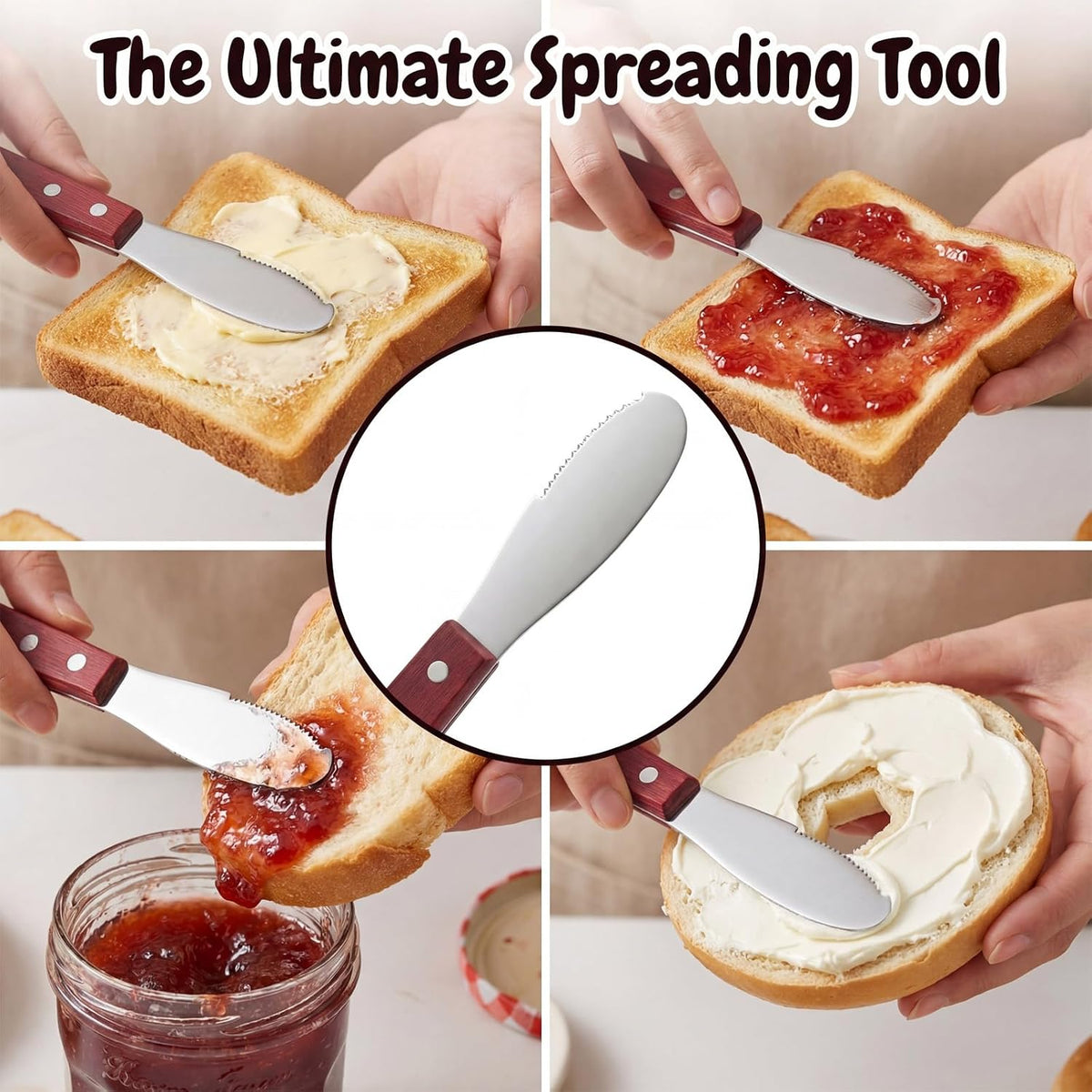 Butter Spreader Knife, 2 PCS Cheese Knives Stainless Steel Sandwich Knife Butter Knives Spreader Set with Wood Handle for Sandwich Cream Toast Appetizers Serving Party Supplies
