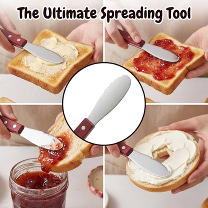 Butter Spreader Knife, 2 PCS Cheese Knives Stainless Steel Sandwich Knife Butter Knives Spreader Set with Wood Handle for Sandwich Cream Toast Appetizers Serving Party Supplies