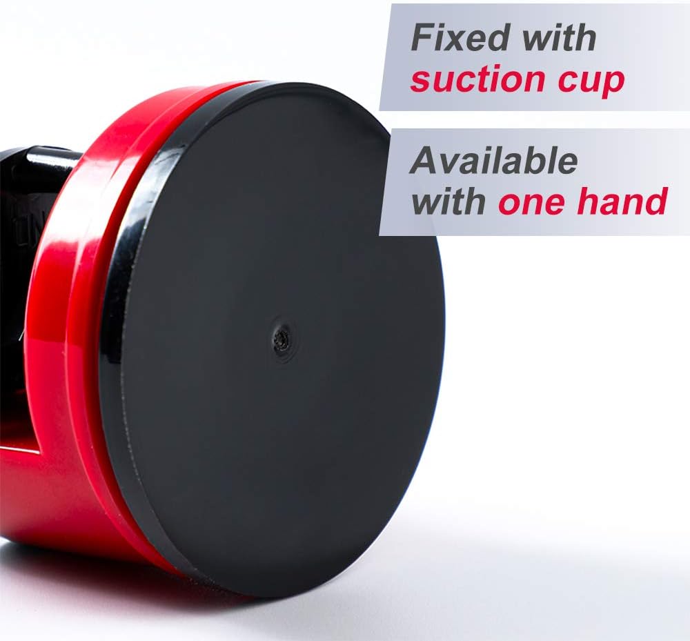 Knife Sharpeners for Kitchen Knives with Suction Base, Red | Suction base, Tungsten carbide groove, 20-degree angle, Compact red design, For kitchen & pocket knives