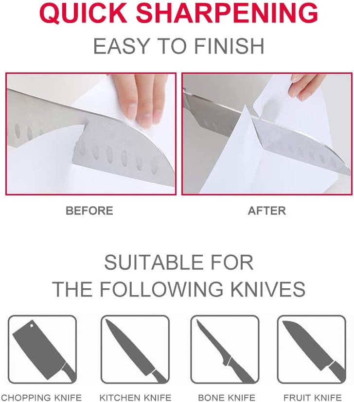 Knife Sharpeners for Kitchen Knives with Suction Base, Red | Suction base, Tungsten carbide groove, 20-degree angle, Compact red design, For kitchen & pocket knives
