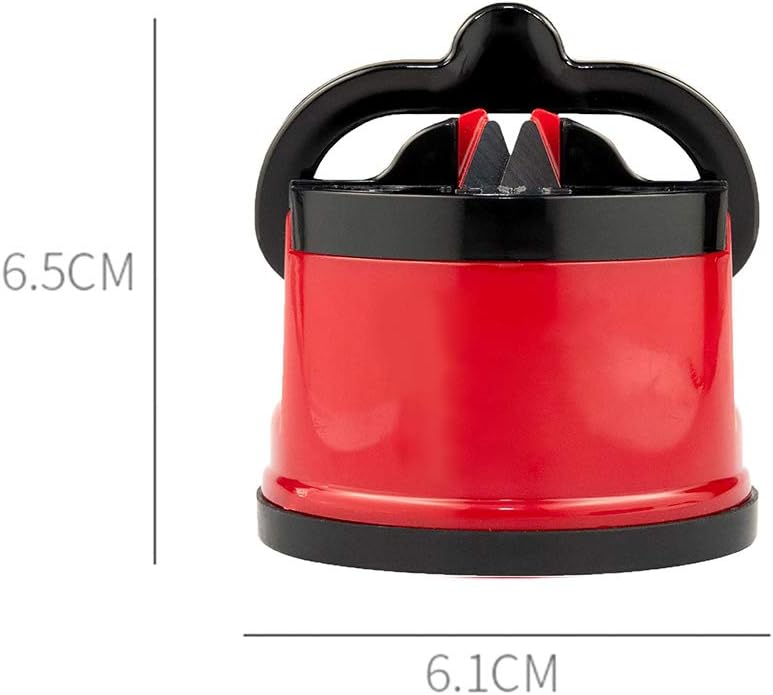 Knife Sharpeners for Kitchen Knives with Suction Base, Red | Suction base, Tungsten carbide groove, 20-degree angle, Compact red design, For kitchen & pocket knives