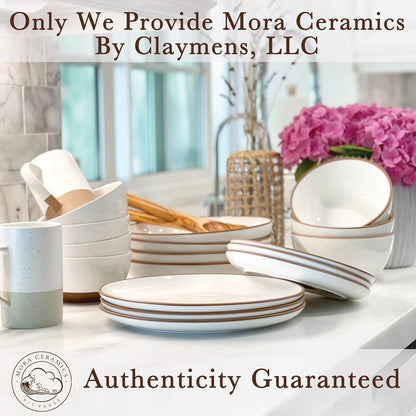 Ceramic Dinner Plates Set of 6, 10 inch Dish Set - Microwave, Oven, and Dishwasher Safe, Scratch Resistant, Modern Rustic Dinnerware- Kitchen Porcelain Serving Dishes - Vanilla White