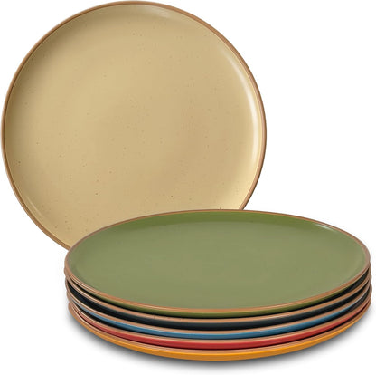 Ceramic Dinner Plates Set of 6, 10 inch Dish Set - Microwave, Oven, and Dishwasher Safe, Scratch Resistant, Modern Rustic Dinnerware- Kitchen Porcelain Serving Dishes - Vanilla White