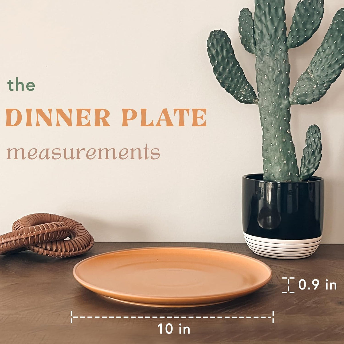 Ceramic Dinner Plates Set of 6, 10 inch Dish Set - Microwave, Oven, and Dishwasher Safe, Scratch Resistant, Modern Rustic Dinnerware- Kitchen Porcelain Serving Dishes - Vanilla White