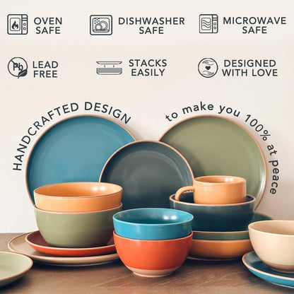 Ceramic Dinner Plates Set of 6, 10 inch Dish Set - Microwave, Oven, and Dishwasher Safe, Scratch Resistant, Modern Rustic Dinnerware- Kitchen Porcelain Serving Dishes - Vanilla White
