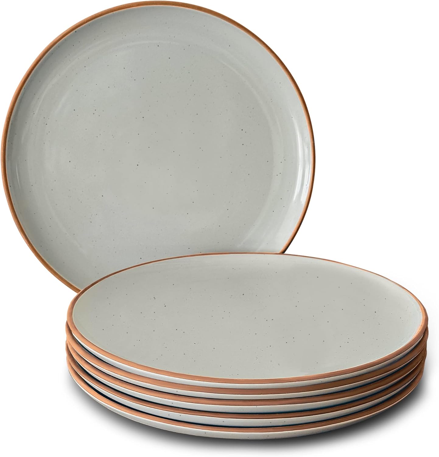 Ceramic Dinner Plates Set of 6, 10 inch Dish Set - Microwave, Oven, and Dishwasher Safe, Scratch Resistant, Modern Rustic Dinnerware- Kitchen Porcelain Serving Dishes - Vanilla White