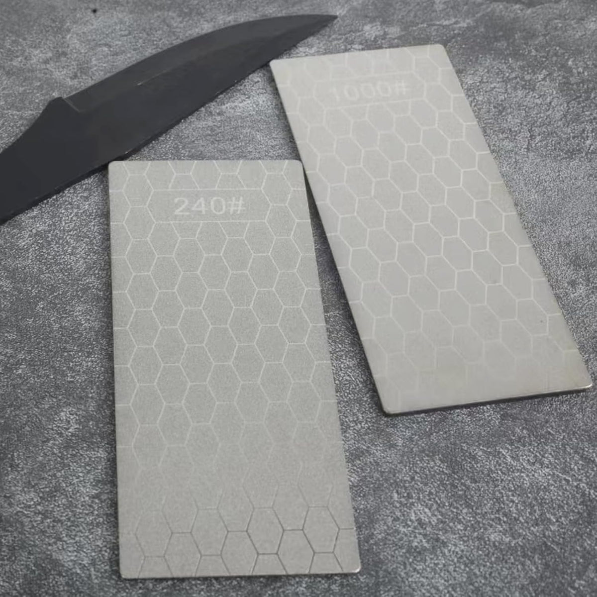 4 Pcs Diamond Sharpening Stone, with Angle Guide and Leather Strop, Knife Sharpener Stone Whetstone Honeycomb Surface Plate with Non-slip Base for Pocket Knives Scissors