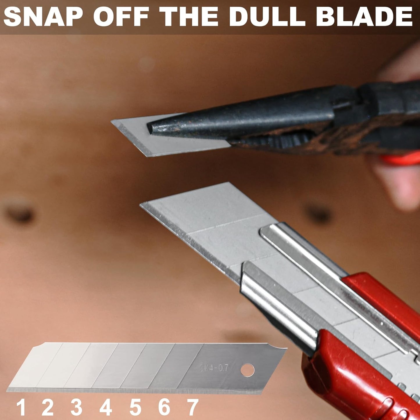 25mm Utility Knife, Heavy Duty Auto-Lock, Retractable Box Cutter with 2pcs Spare Snap-off Sharp Blades HT0080-KN