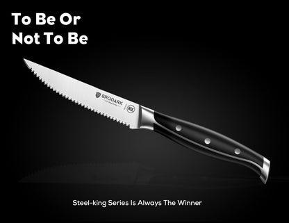 4.5 Inch Serrated Steak Knives Set of 8, Ultra Sharp, Shark Series