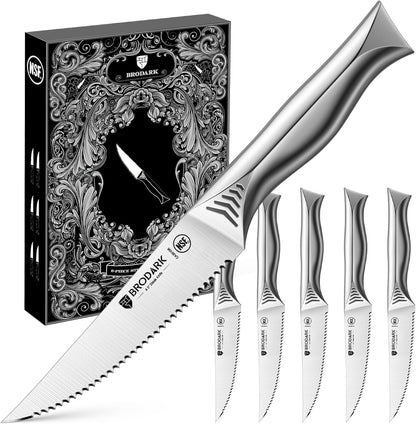 4.5 Inch Serrated Steak Knives Set of 8, Ultra Sharp, Shark Series