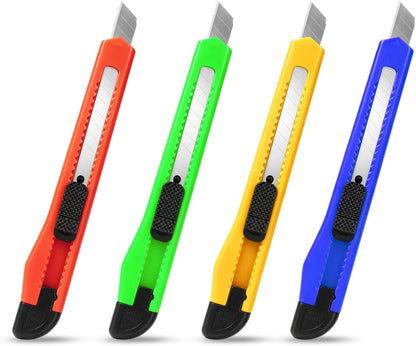 4 Pack Box Cutter Knife, 3-rd Gen Utility Knives, Razor Blade Opener, Utility Knives, Box Cutters Retractable, Small Work Knife