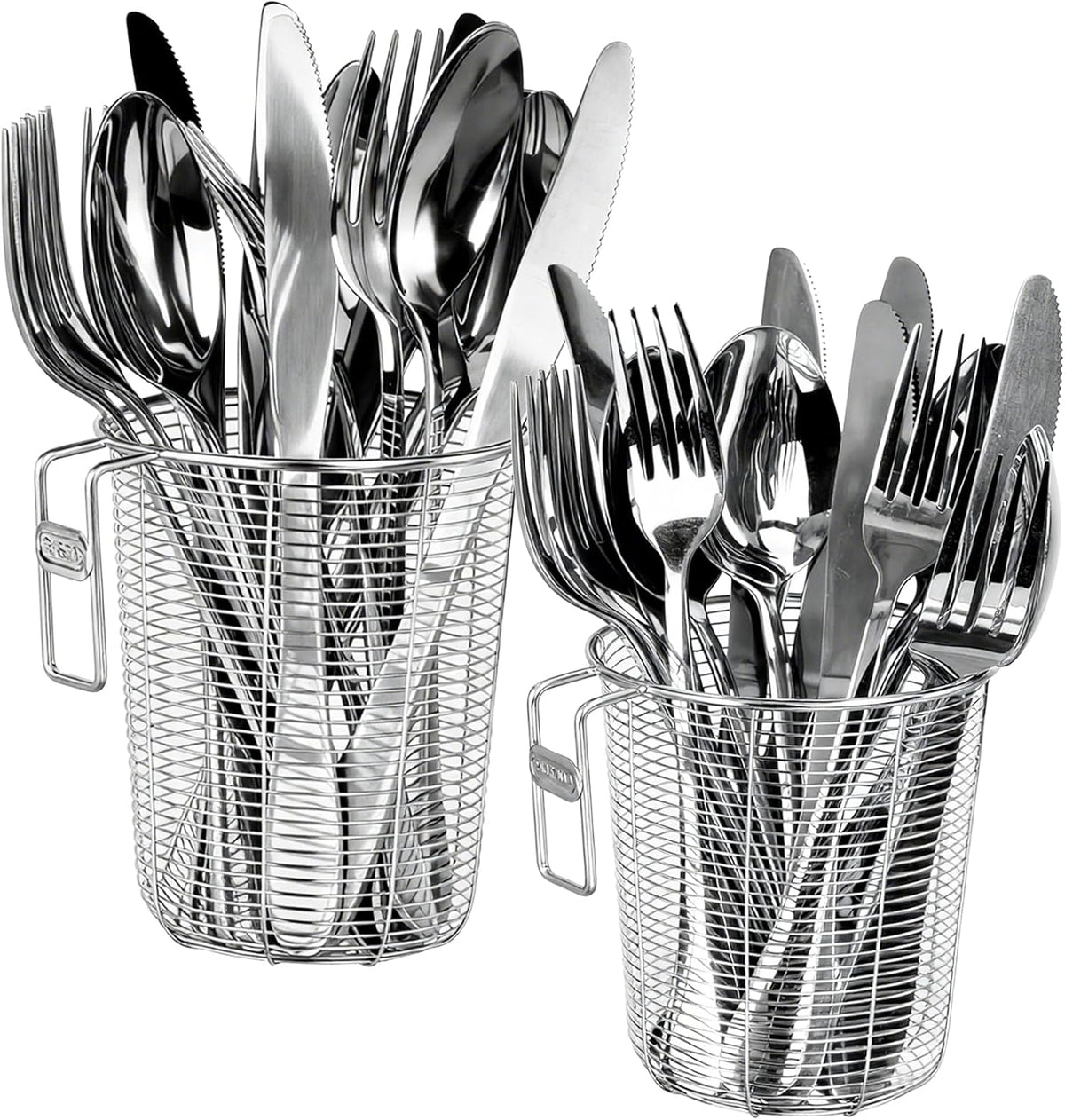 Dish Rack, Stainless Steel Kitchen Drain Basket, Compact Utensil Drying Rack Dishwasher Accessory, Hanging Cutlery and Utensil Organizer, Set of 2