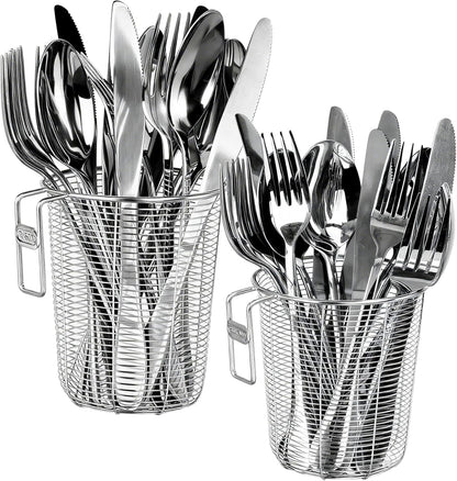 Dish Rack, Stainless Steel Kitchen Drain Basket, Compact Utensil Drying Rack Dishwasher Accessory, Hanging Cutlery and Utensil Organizer, Set of 2
