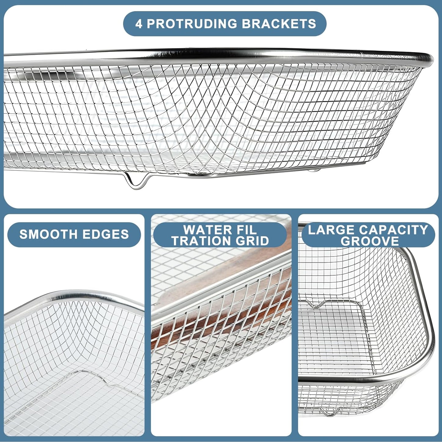 Dish Rack, Stainless Steel Kitchen Drain Basket, Compact Utensil Drying Rack Dishwasher Accessory, Hanging Cutlery and Utensil Organizer, Set of 2