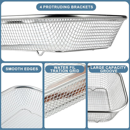 Dish Rack, Stainless Steel Kitchen Drain Basket, Compact Utensil Drying Rack Dishwasher Accessory, Hanging Cutlery and Utensil Organizer, Set of 2