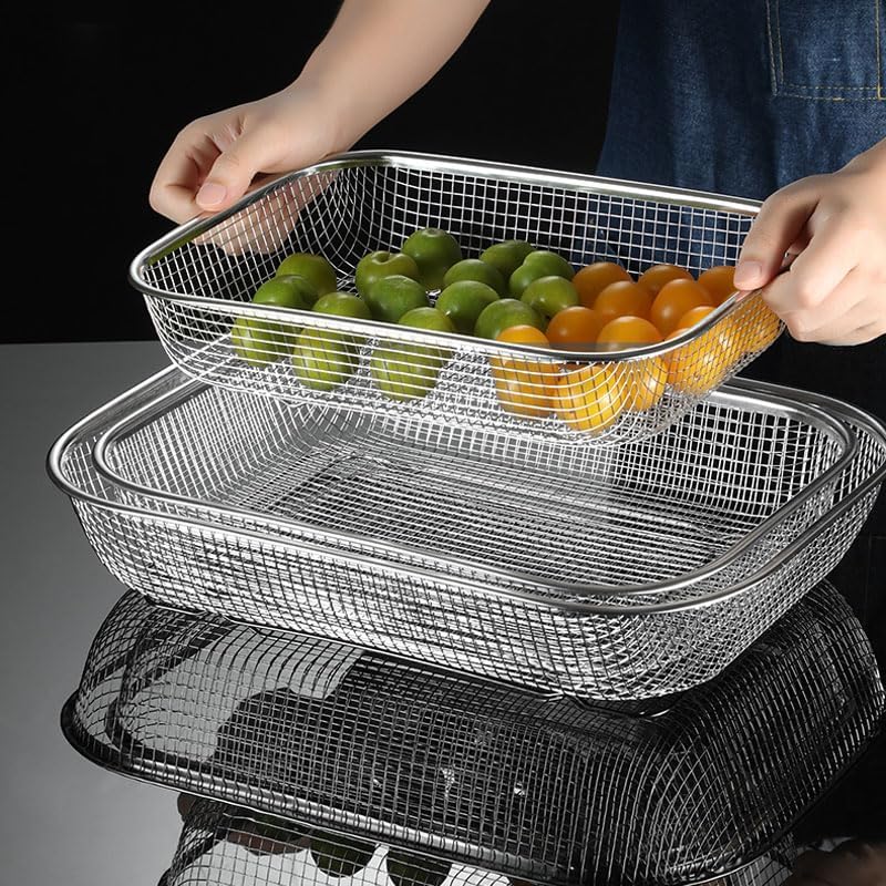 Dish Rack, Stainless Steel Kitchen Drain Basket, Compact Utensil Drying Rack Dishwasher Accessory, Hanging Cutlery and Utensil Organizer, Set of 2