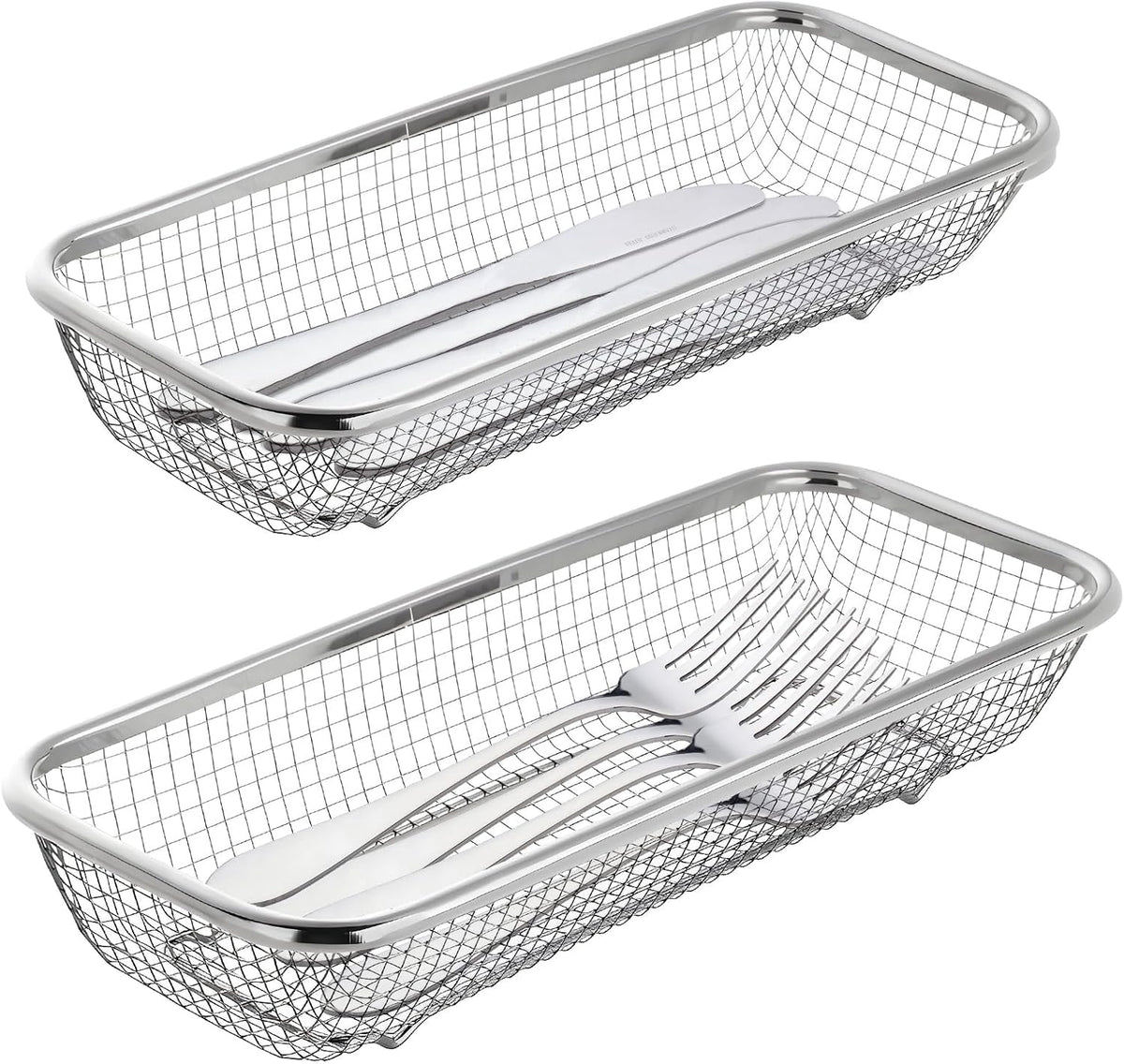 Dish Rack, Stainless Steel Kitchen Drain Basket, Compact Utensil Drying Rack Dishwasher Accessory, Hanging Cutlery and Utensil Organizer, Set of 2