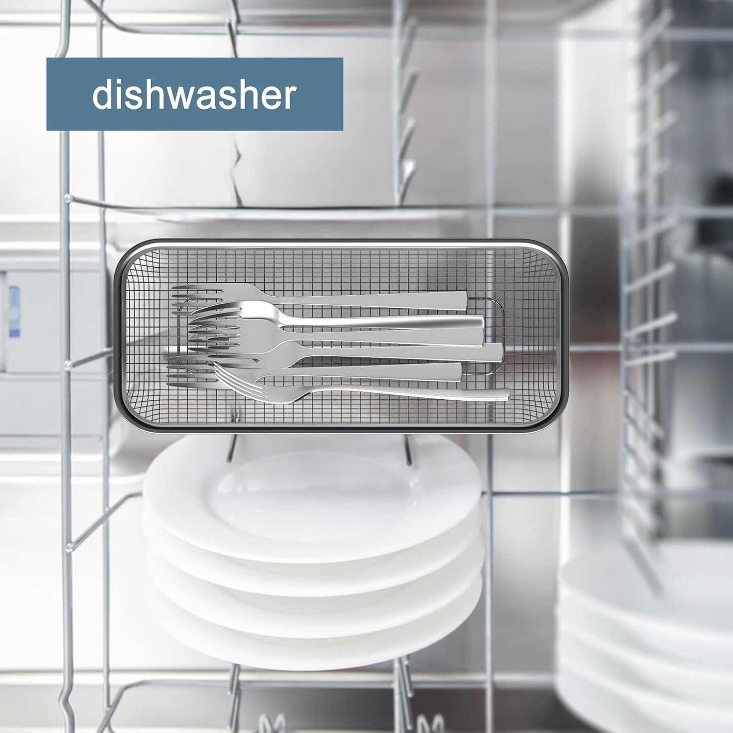 Dish Rack, Stainless Steel Kitchen Drain Basket, Compact Utensil Drying Rack Dishwasher Accessory, Hanging Cutlery and Utensil Organizer, Set of 2