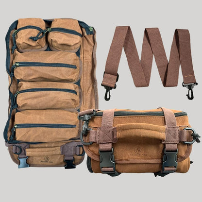 The Pack Mule Mini 2-in-1 Tool Roll Bag, Double-Sided Roll Up Storage for Wrenches, Knives, HVAC, Electrician, Plumber, Mechanic – Great Gift for Men