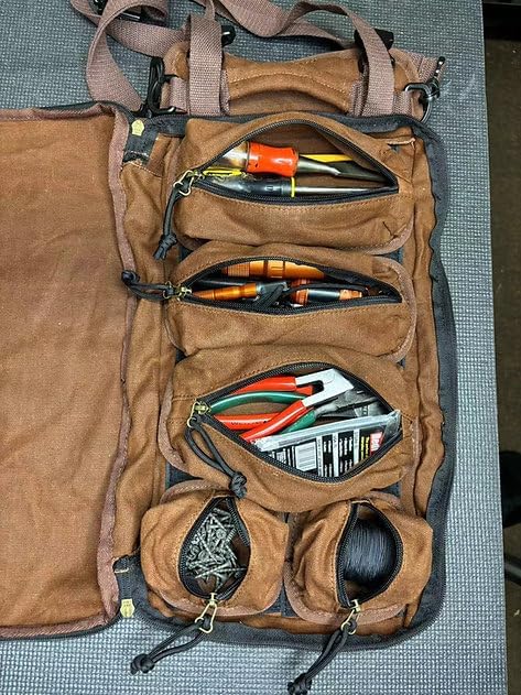 The Pack Mule Mini 2-in-1 Tool Roll Bag, Double-Sided Roll Up Storage for Wrenches, Knives, HVAC, Electrician, Plumber, Mechanic – Great Gift for Men