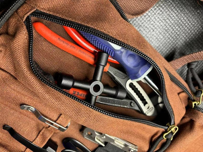 The Pack Mule Mini 2-in-1 Tool Roll Bag, Double-Sided Roll Up Storage for Wrenches, Knives, HVAC, Electrician, Plumber, Mechanic – Great Gift for Men