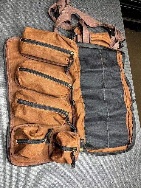 The Pack Mule Mini 2-in-1 Tool Roll Bag, Double-Sided Roll Up Storage for Wrenches, Knives, HVAC, Electrician, Plumber, Mechanic – Great Gift for Men