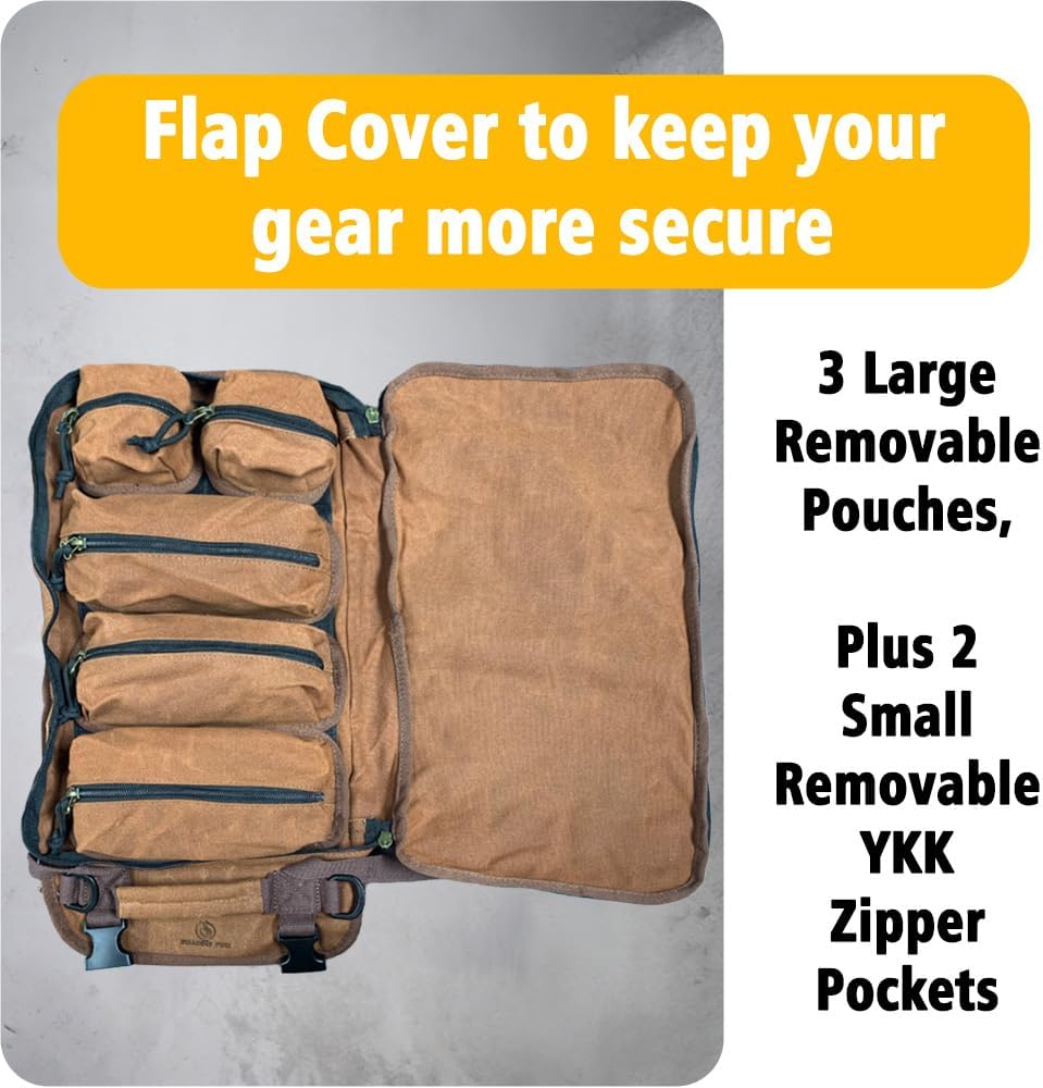 The Pack Mule Mini 2-in-1 Tool Roll Bag, Double-Sided Roll Up Storage for Wrenches, Knives, HVAC, Electrician, Plumber, Mechanic – Great Gift for Men