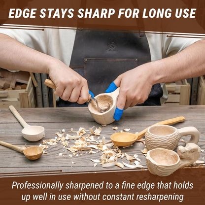 Spoon Carving Hook Knife SK1 - Spoon Carving Tools Right-Handed - Crooked Whittling Knife for Spoons Kuksa Bowls and Cups, Whittling Tools for Beginners and Professional Carvers