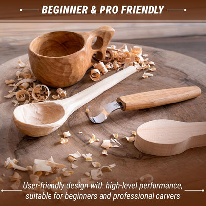 Spoon Carving Hook Knife SK1 - Spoon Carving Tools Right-Handed - Crooked Whittling Knife for Spoons Kuksa Bowls and Cups, Whittling Tools for Beginners and Professional Carvers