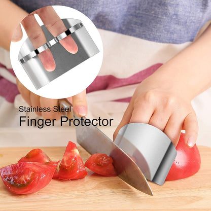 2 Pcs Finger Guard for Cutting, Stainless Steel Knife Cutting Protector, Kitchen Tool Upgraded Double Finger Protectors, Avoid Hurting When Slicing and Chopping