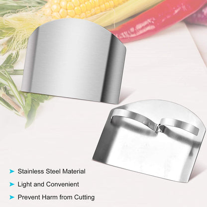 2 Pcs Finger Guard for Cutting, Stainless Steel Knife Cutting Protector, Kitchen Tool Upgraded Double Finger Protectors, Avoid Hurting When Slicing and Chopping