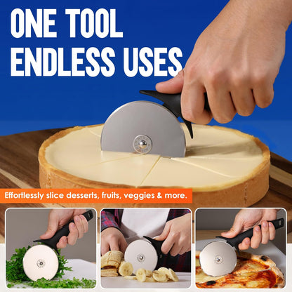 16-Inch Pizza Cutter Rocker Blade, 304 Stainless Steel Slicer Knife, Silver | Keeps Toppings Intact, Super Sharp, Protective Cover Included, Best for Large Pizzas, Dishwasher Safe