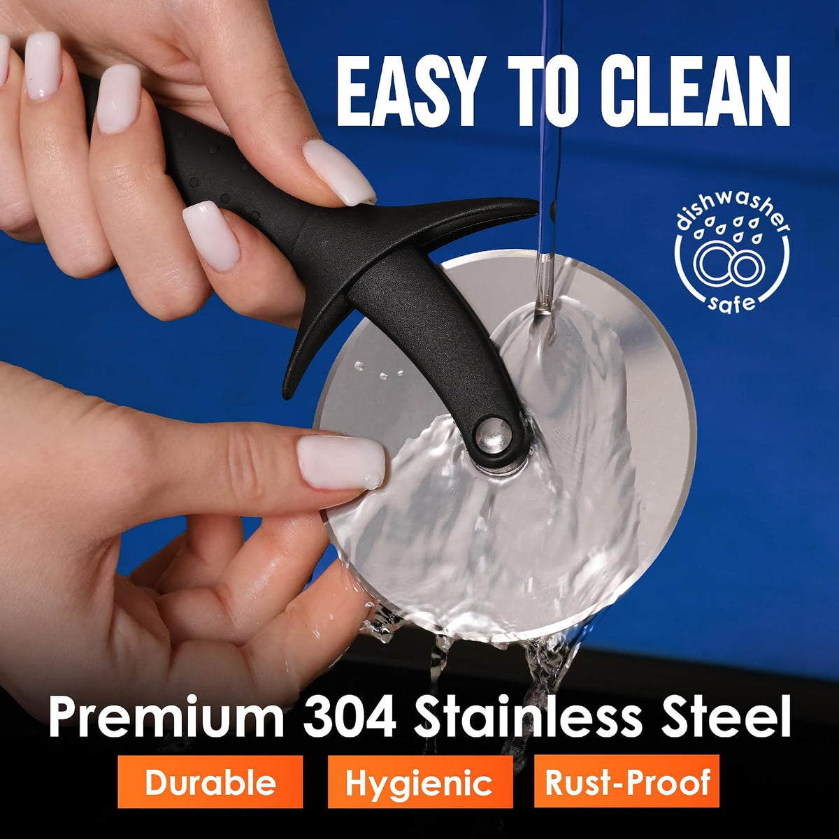 16-Inch Pizza Cutter Rocker Blade, 304 Stainless Steel Slicer Knife, Silver | Keeps Toppings Intact, Super Sharp, Protective Cover Included, Best for Large Pizzas, Dishwasher Safe