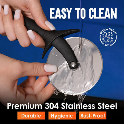 16-Inch Pizza Cutter Rocker Blade, 304 Stainless Steel Slicer Knife, Silver | Keeps Toppings Intact, Super Sharp, Protective Cover Included, Best for Large Pizzas, Dishwasher Safe