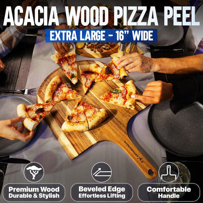 16-Inch Pizza Cutter Rocker Blade, 304 Stainless Steel Slicer Knife, Silver | Keeps Toppings Intact, Super Sharp, Protective Cover Included, Best for Large Pizzas, Dishwasher Safe