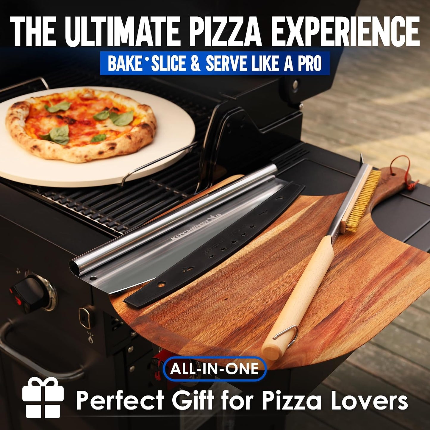 16-Inch Pizza Cutter Rocker Blade, 304 Stainless Steel Slicer Knife, Silver | Keeps Toppings Intact, Super Sharp, Protective Cover Included, Best for Large Pizzas, Dishwasher Safe