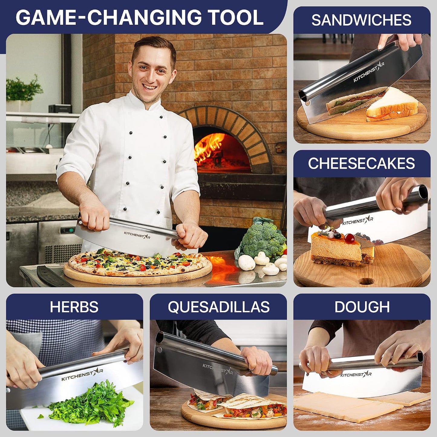 16-Inch Pizza Cutter Rocker Blade, 304 Stainless Steel Slicer Knife, Silver | Keeps Toppings Intact, Super Sharp, Protective Cover Included, Best for Large Pizzas, Dishwasher Safe