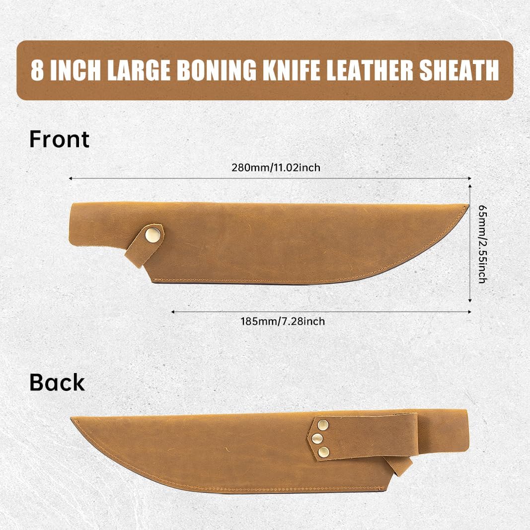 Leather Sheath for 8 Inch Boning Knife, for belt Knife Holster belt, Knife Scabbard Cover, Shop Knife Sheath Knives Sleeves Case Edge Guards Blade Protectors for Outdoor Camping